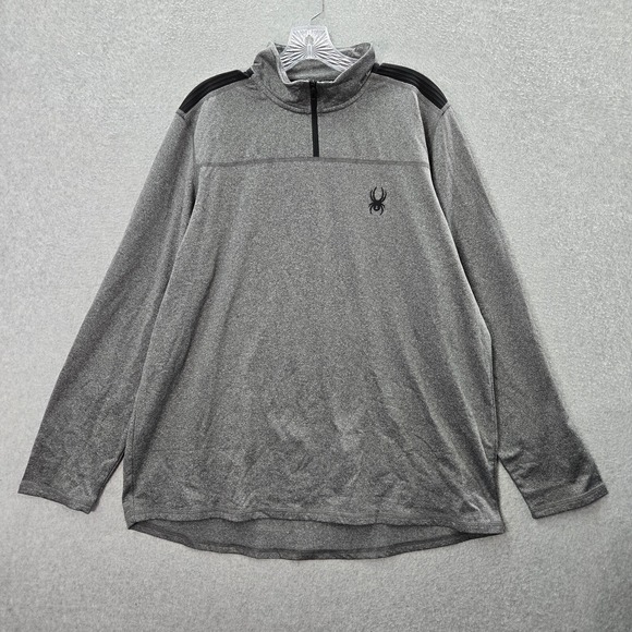 Spyder Active Men Sweatshirt Large Blue Logo 1/4 Zip Long Sleeve - Picture 1 of 11